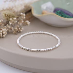 Handmade Sterling Silver 3mm Bead Bracelet, Minimalist Stacking Jewelry