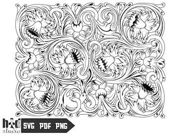 Tooled Leather Pattern Floral SVG