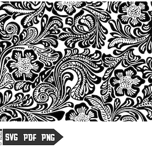 Western Tooled Leather Pattern Floral SVG
