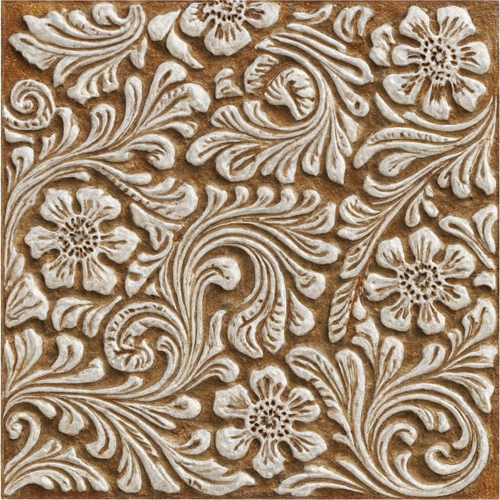Western Tooled Leather Pattern Floral SVG - Etsy