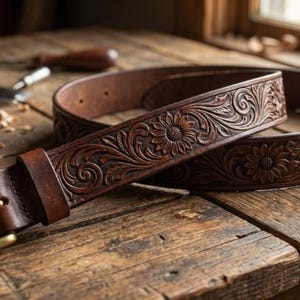 Tooled Leather Pattern Floral SVG image 3
