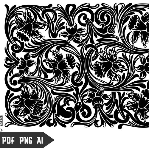 Tooled Leather Pattern Floral SVG Etsy