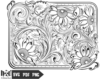 Tooled Leather Pattern Floral SVG