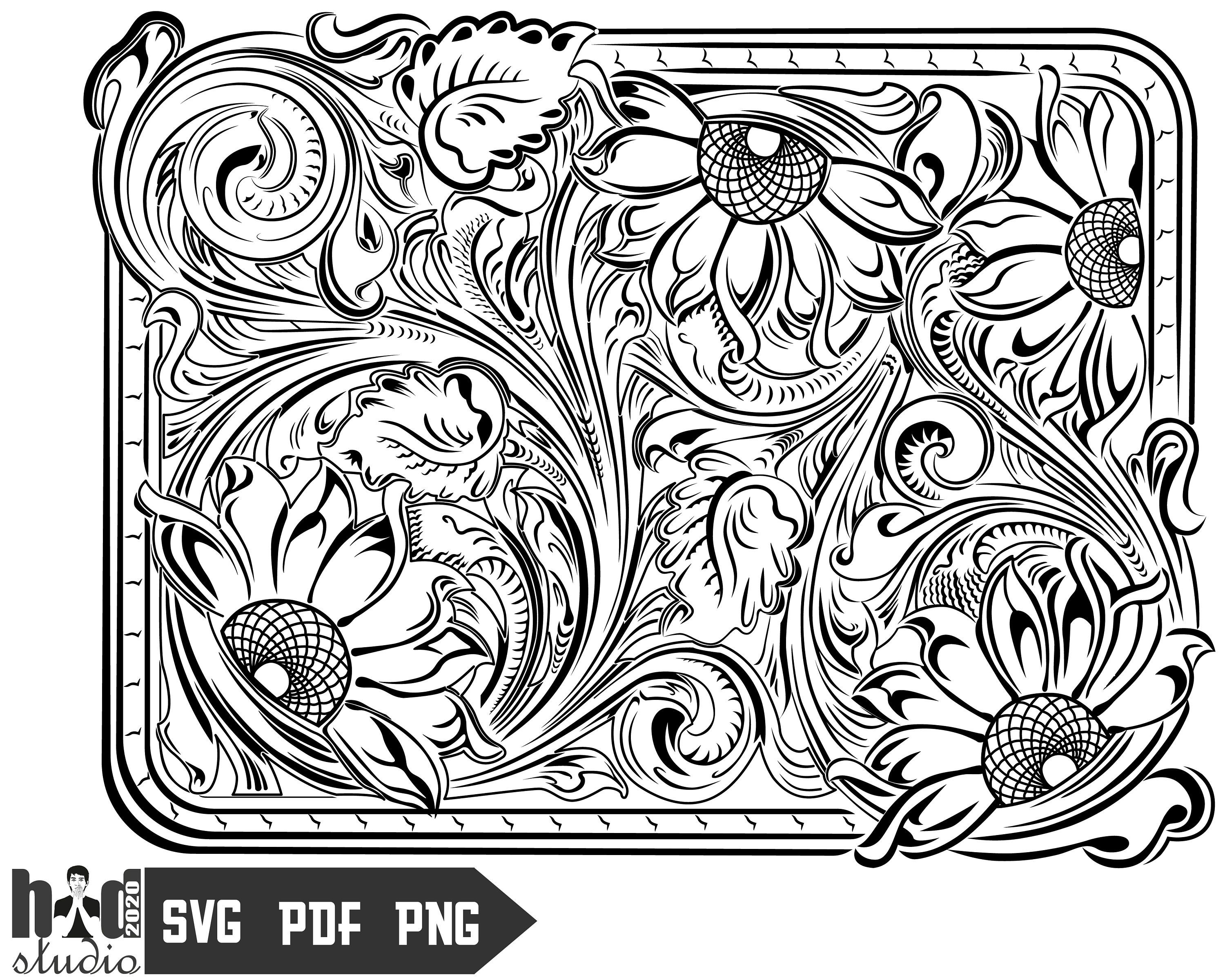 Tooled Leather Background Png Sublimation Design, Tooled Leather