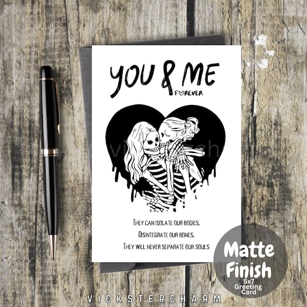 Anniversary Card For Her, First Anniversary Card For Girlfriend, For Wife, You and Me, We got this, Gothic, 5x7, Romantic