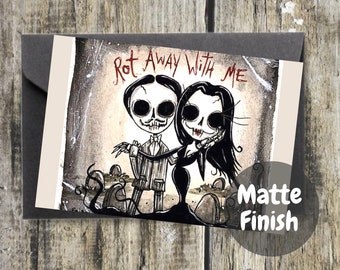 First Anniversary Card, 5th Anniversary Cards, Gomez and Morticia, Horror Anniversary, You and Me, Goth Valentine, 5x7, The Addams Family