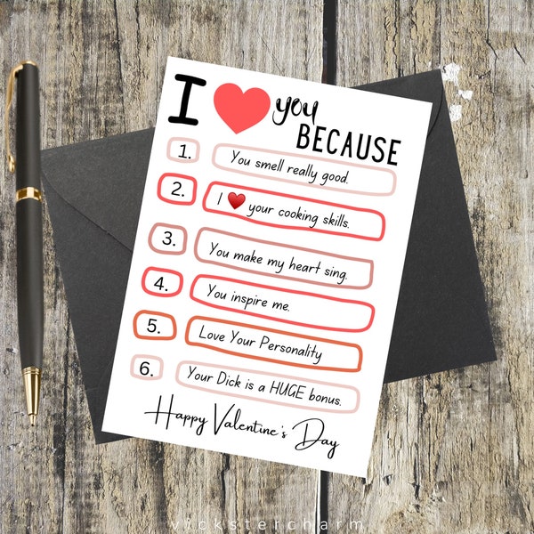 Naughty, Happy Valentine’s Day Card, For him, Dick Is A Huge Bonus, Sexy Valentine, Husband, Boyfriend, Dirty Valentine, Adult Humor, 5x7
