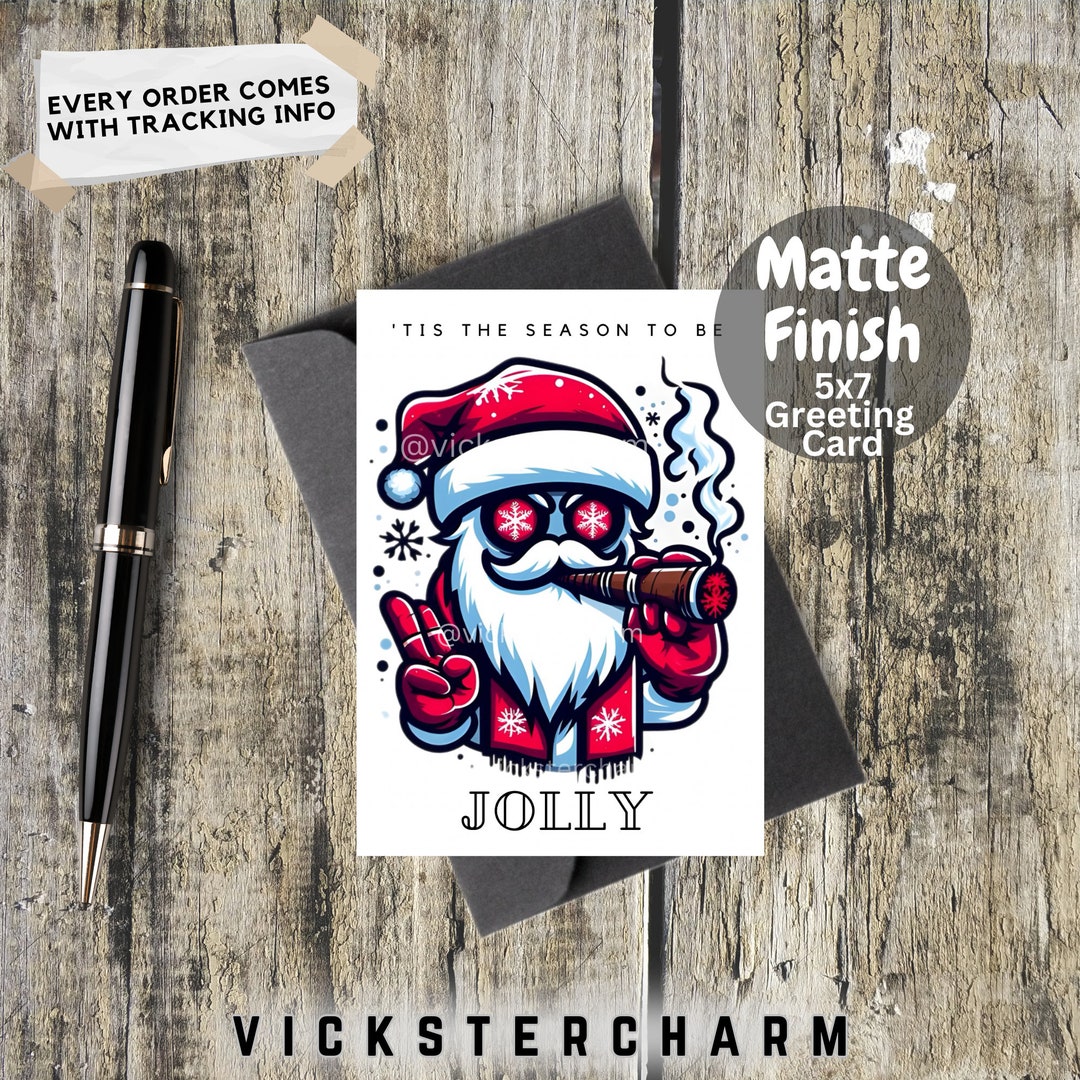 Spooky Christmas Cards Cool Santa Scary Merry Christmas Etsy