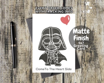 Funny Valentines Cards, Darth Vader, Gifts for girlfriend, boyfriend, husband, Star Wars cards, Love to the Death Star & back, 5x7