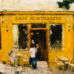 Café Montmartre impressione giclée, belle arti, arte murale, decorazione artistica, tirages de l'art, impressione sur papier aquarelle,