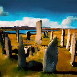 Pietre erette di Calanais, impressione giclée, belle arti, arte murale, decorazione artistica, tirages de l'art, impressione sur papier aquarelle,