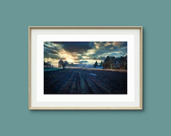 Coucher de Soleil Hivernal, Sagelat, impression giclée, art murale, art décoration, tirages de l'art, impression sur papier aquarelle,