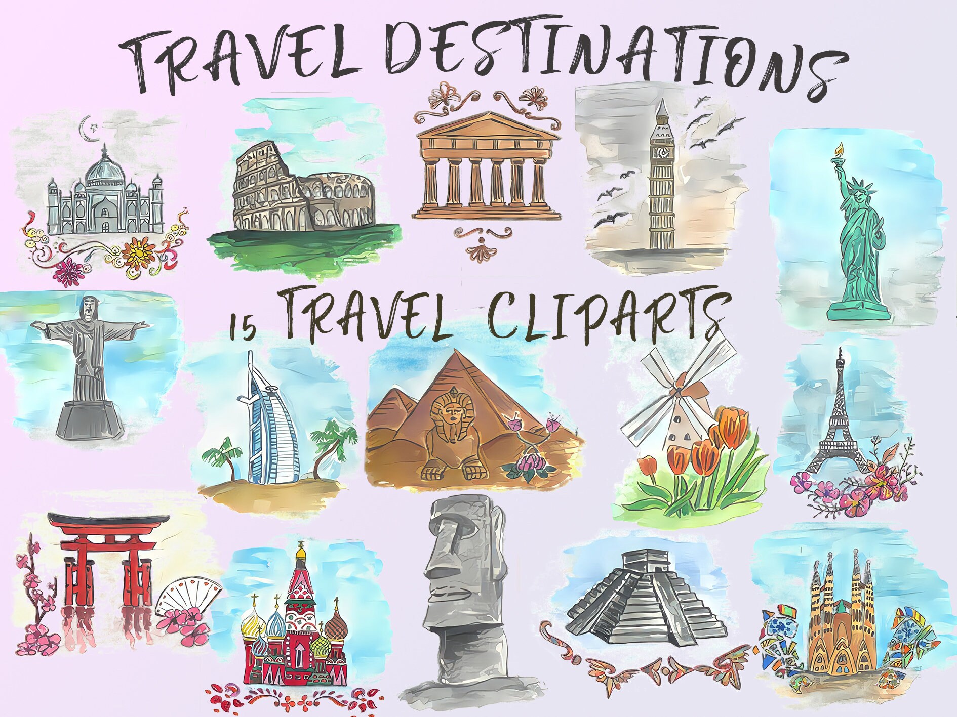 Travel Destination Cliparts High Quality PNG Files. - Etsy