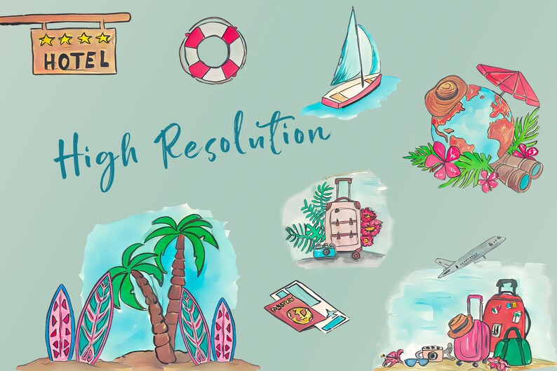 50 Travel Destination Cliparts High Quality PNG Files. - Etsy