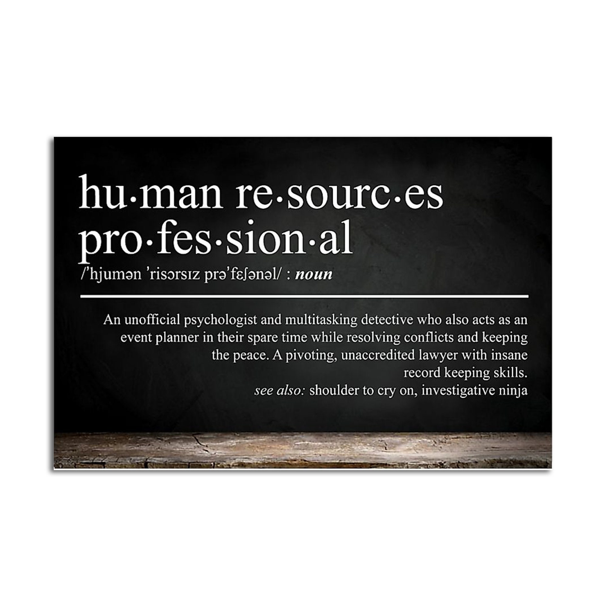 HR Definition Horizontal Poster HR Office Decor Coworker Etsy