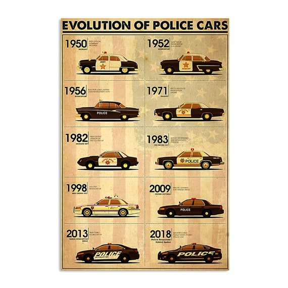 Police Evolution Of Police Cars Vertical Poster Law | Etsy