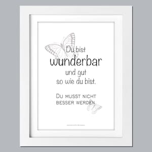 Spruchbild "Du bist wunderbar" Geschenk/Geburtstag/Mutmacher/Plakat/Poster/Freundschaft/Motivation