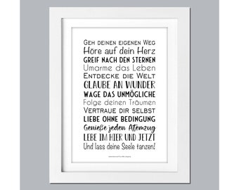 Spruchbild "Geh deinen Weg" Geschenk/Geburtstag/Mutmacher/Plakat/Poster/Freundschaft/Motivation