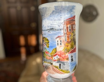 Vase en Verre Fait Main pour Fleurs Grande Taille Unique