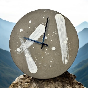 Ceramic Wall Clock Natural, Handcrafted Minimalist Modern Scandinavian Contemporary Raw stoneware Large Wall Clock Home Decor Homewarming