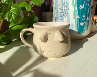 Handmade Boob Boobies Feminine Ceramic Mugs Breast Cancer Survivor Coffee Mugs Espresso cup gift for Mothers Day