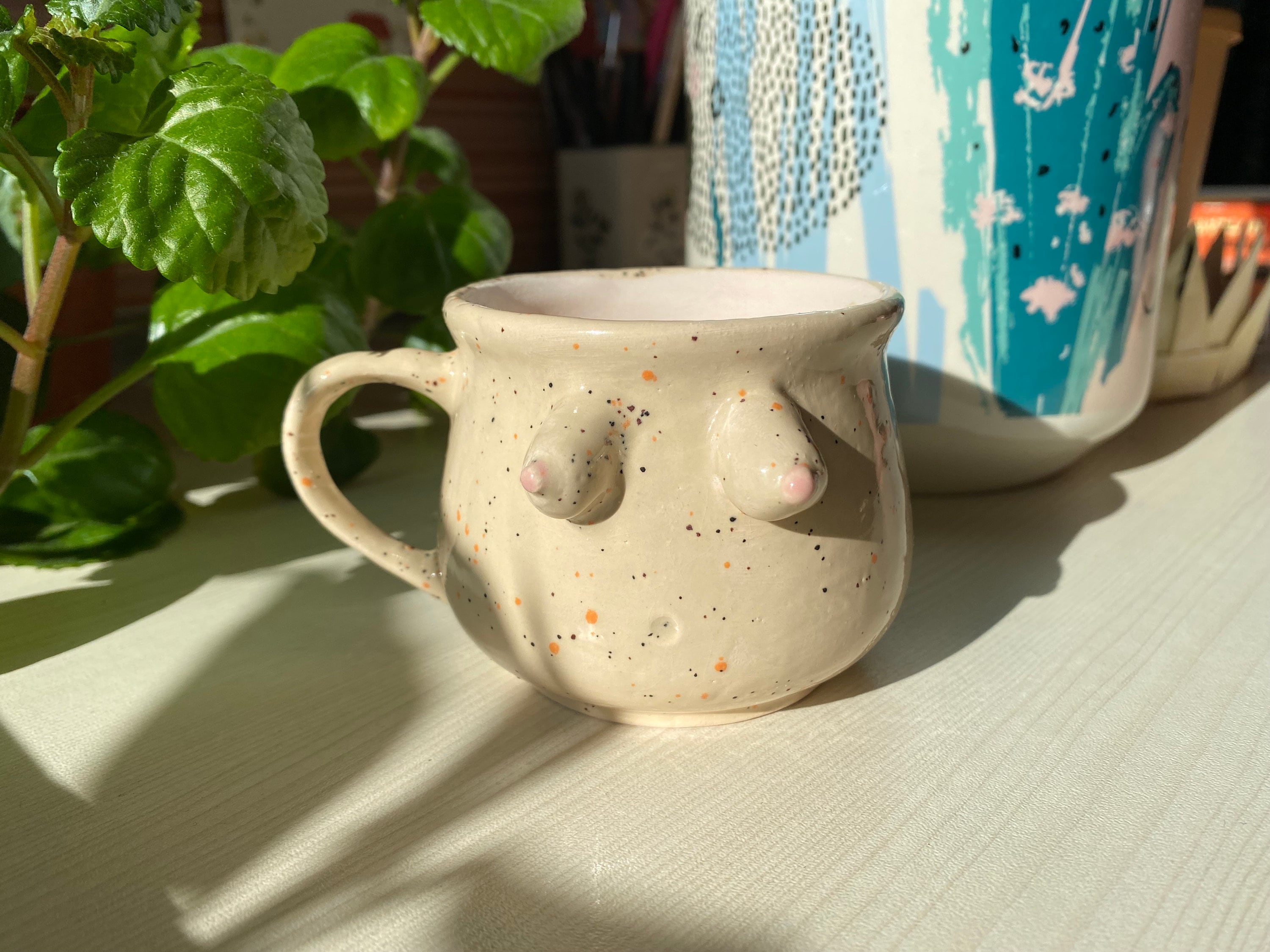 食器 boobeestudio Handmade Boob Boobies Feminine Ceramic Mugs Breast Cancer Survivor