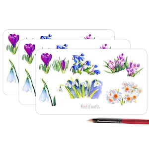 Hoja de pegatinas Pegatinas Papel adhesivo Flores de primavera Fotorrealistas para álbumes de recortes Revistas Sobres