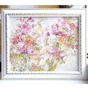 Impasto Rose Oil Painting: Textured Floral Meadow Art, 8x10&quot;