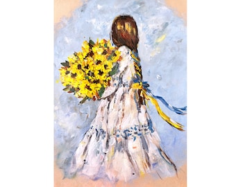 Ukrainian Girl with Sunflowers Art Print (Digital Download)