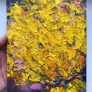 Yellow flower oil painting original oil art small impasto | Etsy