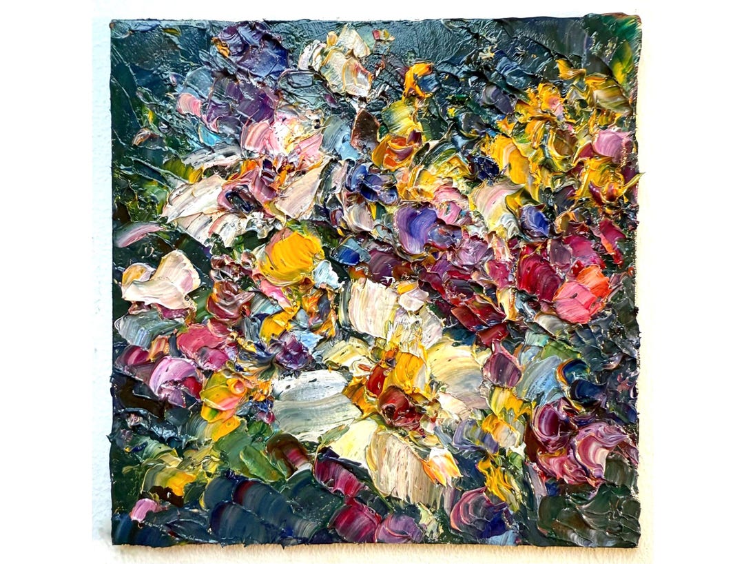 Impasto Flower Abstract Painting, Original Floral Oil Artwork, 6x6" - Etsy