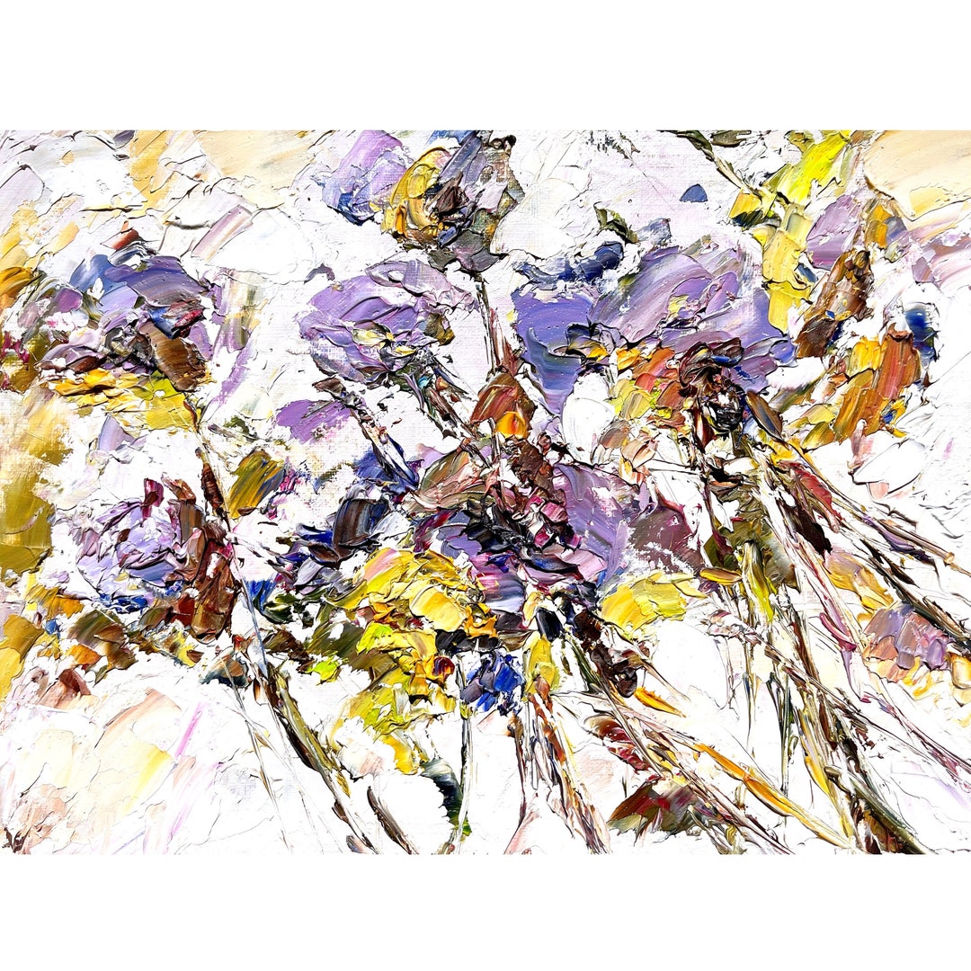Floral Painting Flower Original Art Abstract Oil Impasto Wall Art ...