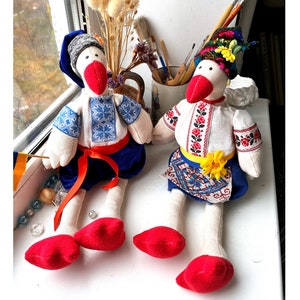 Ukrainian Art Anser White Goose Ukrainian Folk ethnic Soft Toy Kitchen Decor Ukrainian Souvenir Ukrainian Doll Tilda Ukrainian Couple