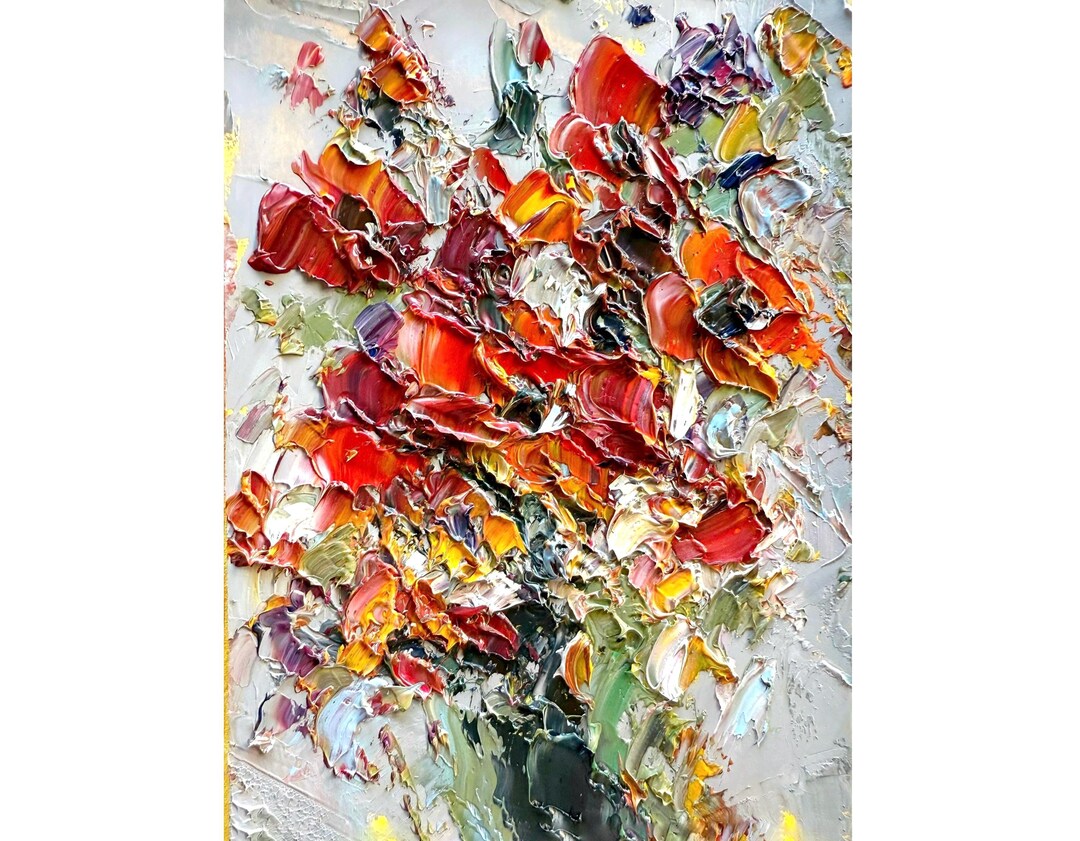 Poppy Painting Red Floral Original Art Small Oil Impasto Artwork ...