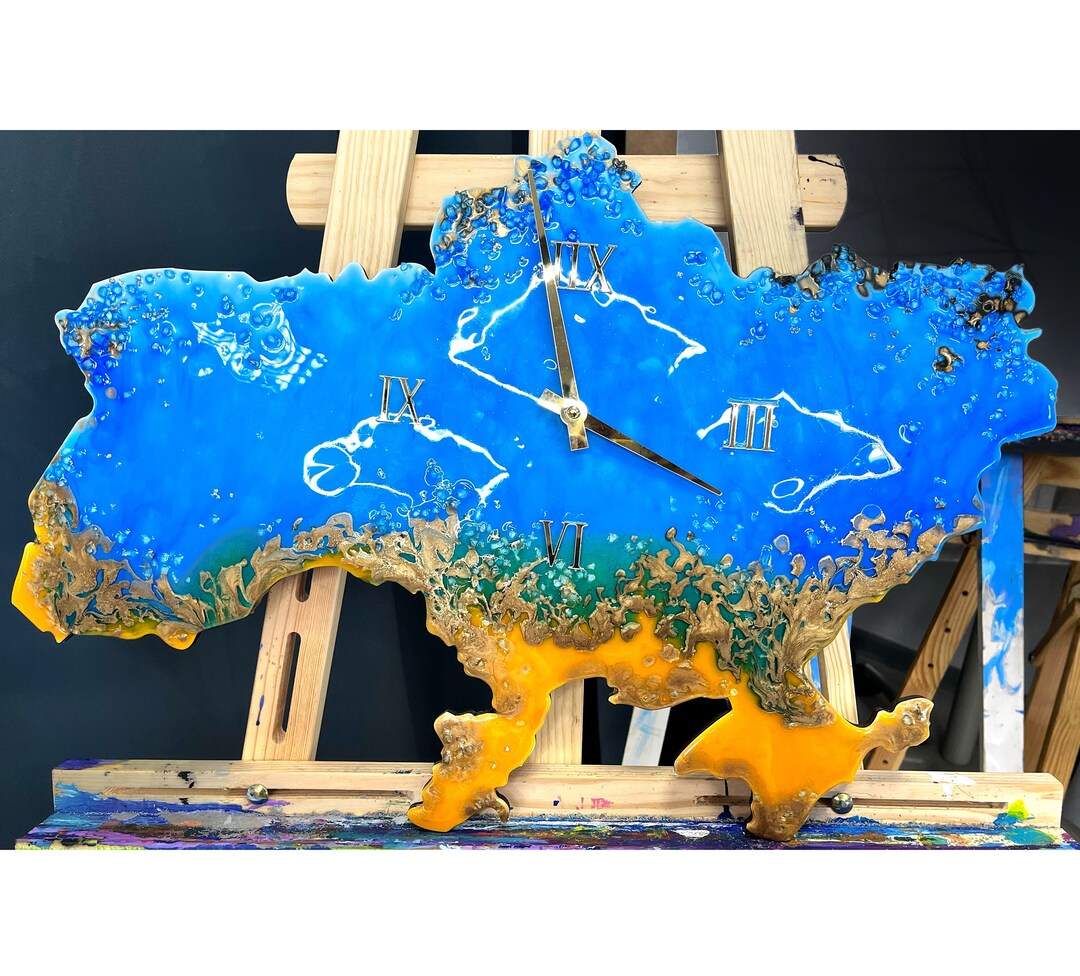 Ukraine Original Art Clock Ukrainian Artwork Ukraine Art Map Etsy