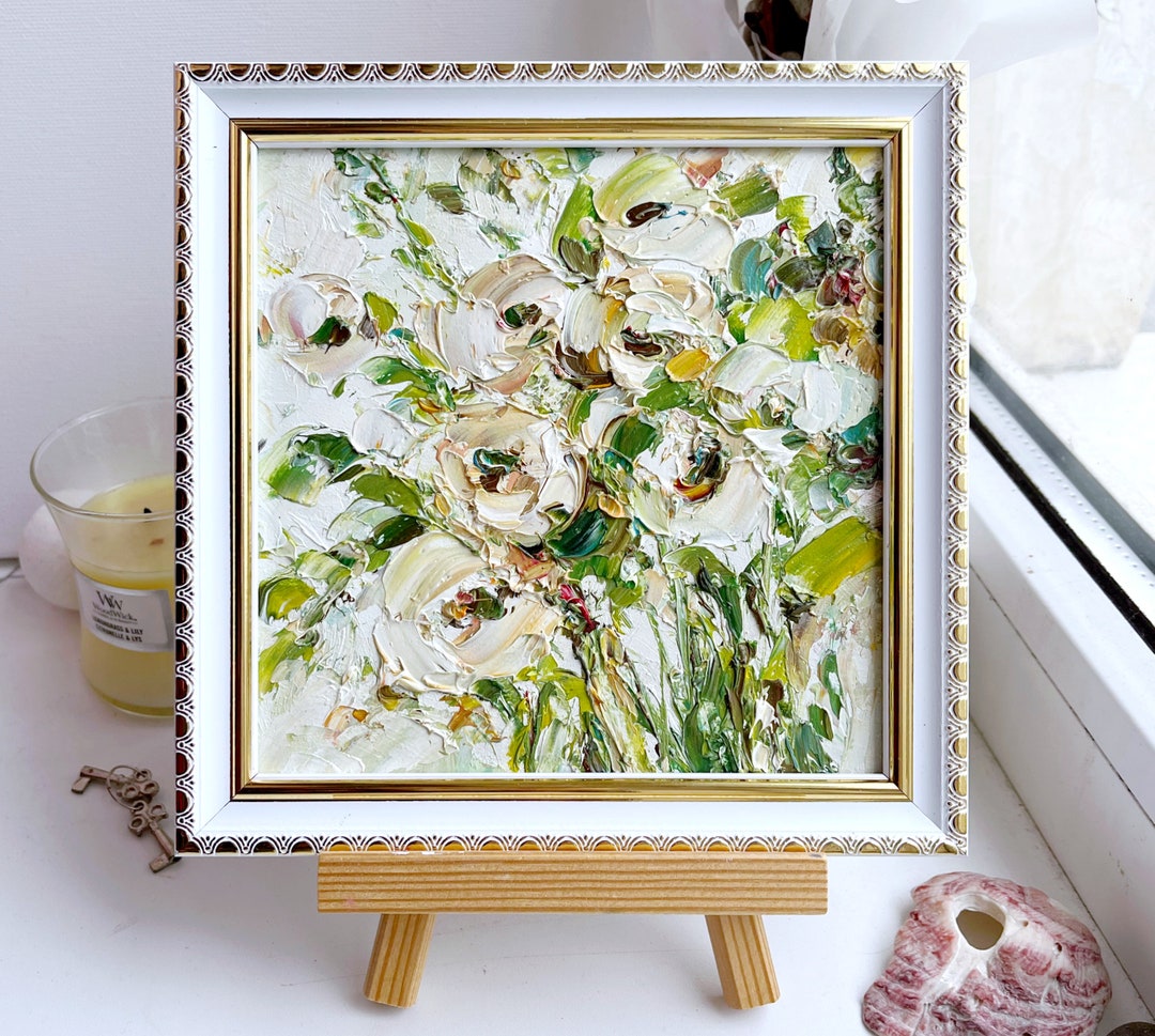 Floral Painting Flower Original Art Rose Wall Art Palette Knife Impasto ...