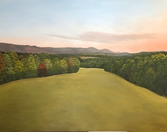Custom Hand-Painted Natural Farm Landscape Oil on Canvas