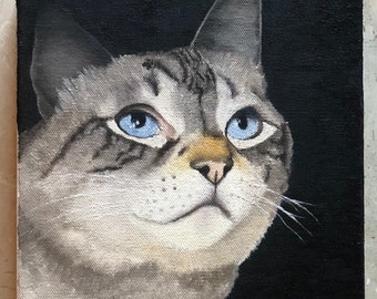 Custom Hand-Painted Cat Portrait Pet Portrait Oil On Canvas
