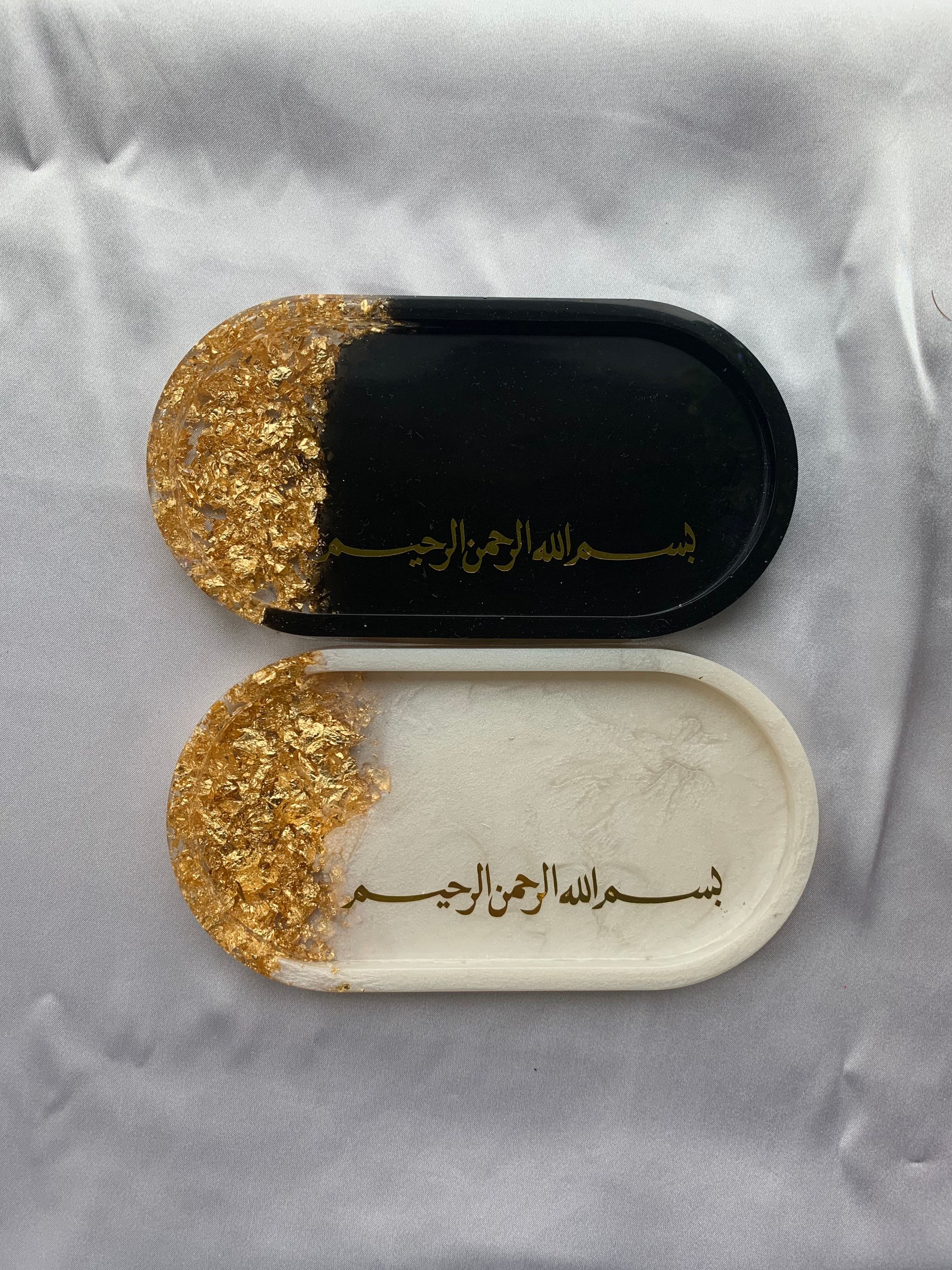 Bismillah Islamic tray, Tasbeeh tray, Hijab pins trinket tray, resin oval tray, Ramadan gift, Eid gift, Islamic Mother’s Day gift