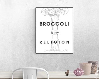 Digitaler Download Brokkoli Druck | Küche Modernes Dekor | Kunst Geschenk für Vegetarier | Gesunder Lebensstil Poster