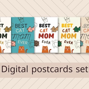 Digitale Postkarten Best cat Mom ever | Lade eine Postkarte zum Muttertag herunter | Haustier Karte | Verschenke Liebe und Fürsorge mit dieser Postkarte