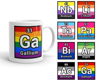 Pride Element Chemsitry White Glossy Coffee Mug Cup | Queer Rainbow LGBTQIA Gay Transgender Trans Pride