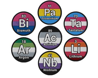 Pride Element Chemsitry Embroidered Large Patch | Gay Lesbian Bi Trans Ace Aro NB Pan Queer Rainbow LGBTQIA Cute Kawaii Gamer Gift