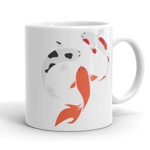 Koi Carp Fish Japanese Zen Animal Aquarium Lake Pond Art White Glossy Mug