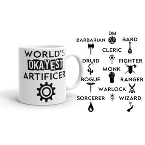 World&#39;s Okayest Dungeons and Dragons Coffee Mug Cup | D&D DnD Classes Dungeon Master DM