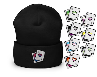 Ace Card Embroidered Beanie Hat | Lesbian Bisexual Transgender Ace LGBTQIA Queer Gay Pride