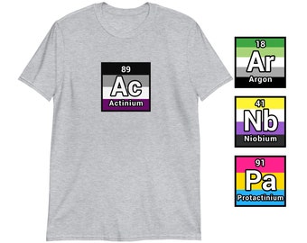 Pride Element Chemsitry T-Shirt Tee Top | Gay Panseuxal Non Binary Enby NB Transgender Trans LGBTQIA Queer Pride