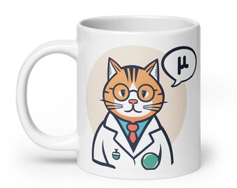 Mew Mu Cat Physicist Scientist Cute Physics Joke White glossy mug