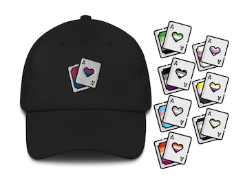Ace Card Embroidered Baseball Cap Dad Hat | Queer Pride Flag Nerdy Pokemon Gamer Gift