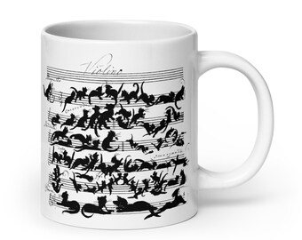 The Cat Symphony "Katzensymphonie" Classical Art White Glossy Coffee Mug Cup